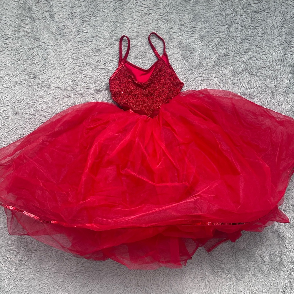WOLFF FORDING & COMPANY Red Performance Dress with Tulle Skirt